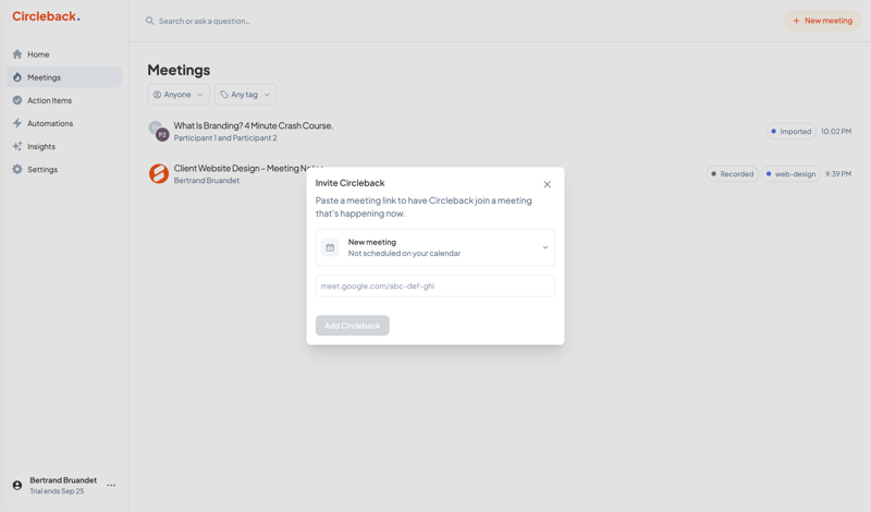 Circleback
			  ux ui design