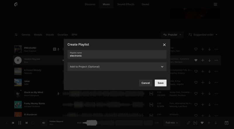 Epidemic Sound
			    ux ui design