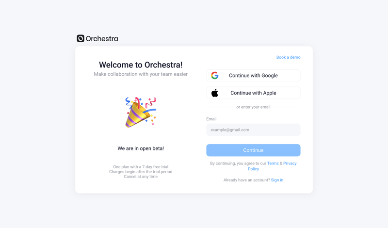 Orchestra screen example