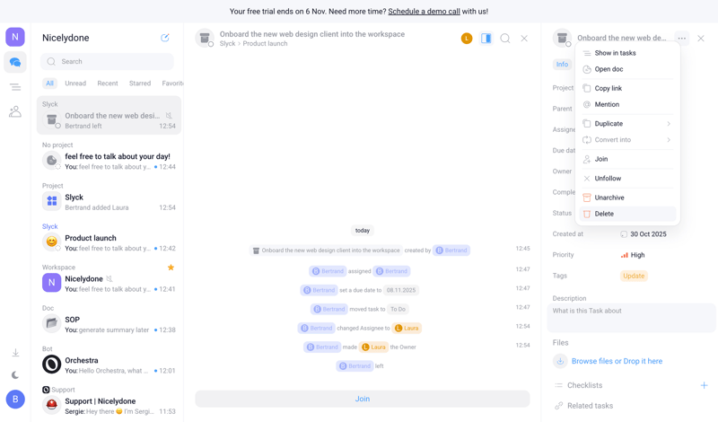 Orchestra screen example