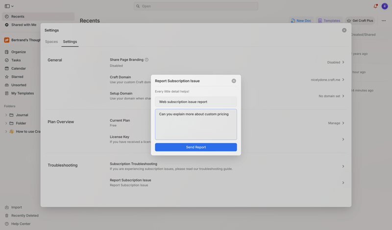 Craft screen example
