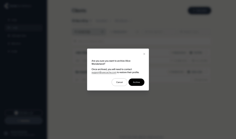 Cache screen example