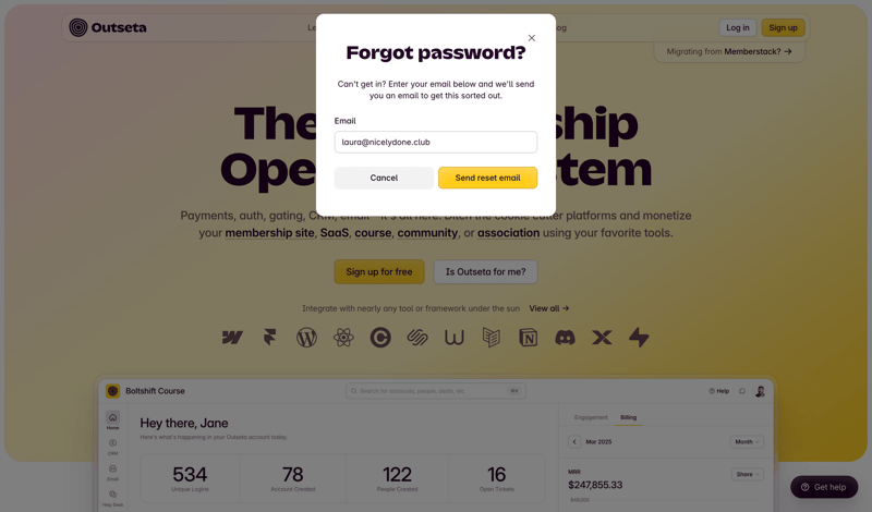 Outseta
			     ux ui design