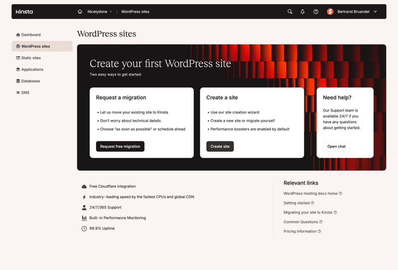 Kinsta screen example