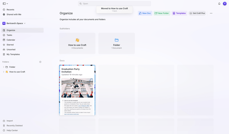 Craft screen example