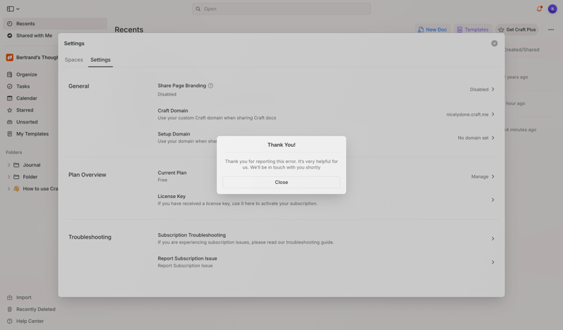 Craft screen example