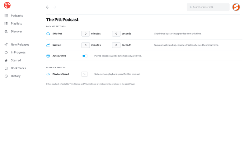 Pocket Casts screen example