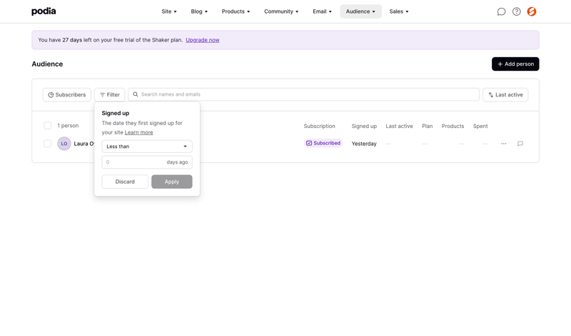 Podia
			             ux ui design
