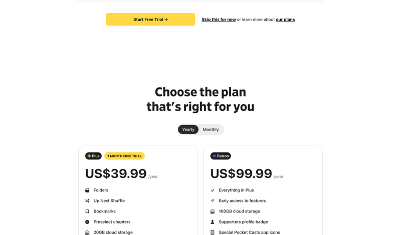 Pocket Casts screen example