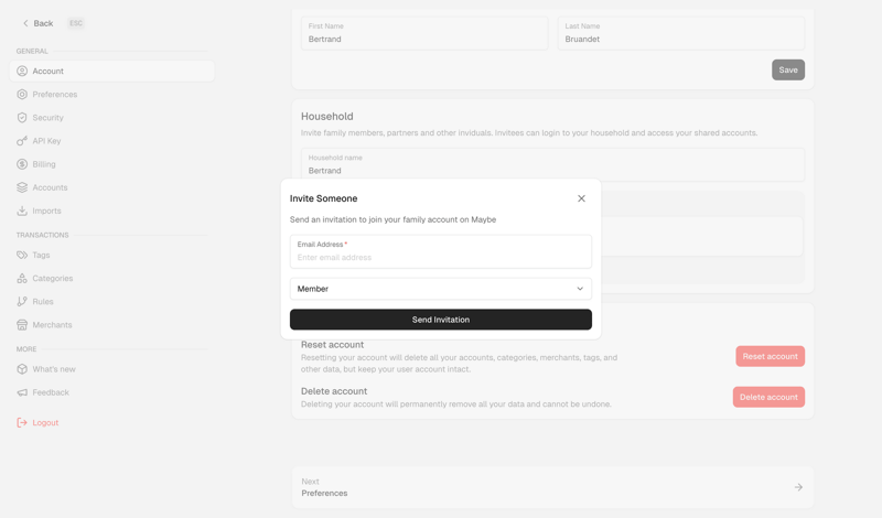 Maybe Finance screen example