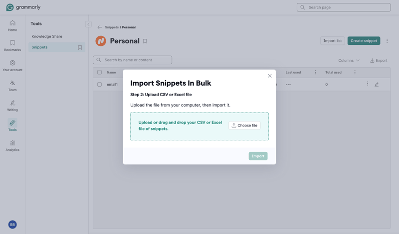 Grammarly screen example