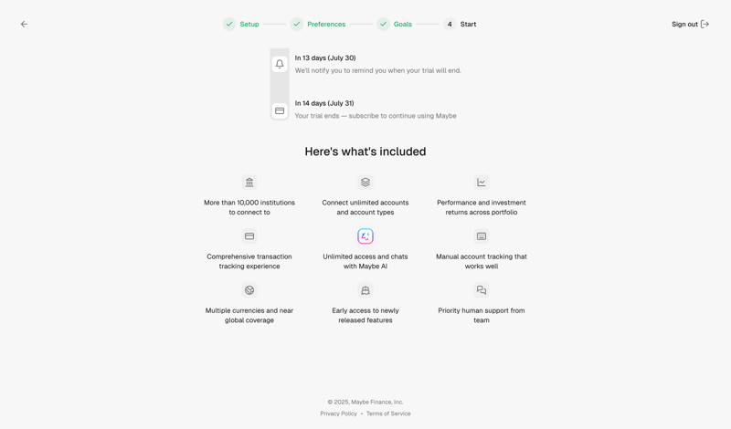 Maybe Finance screen example