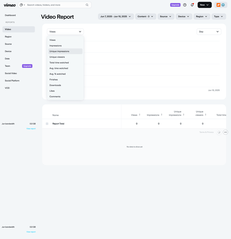 Vimeo screen example