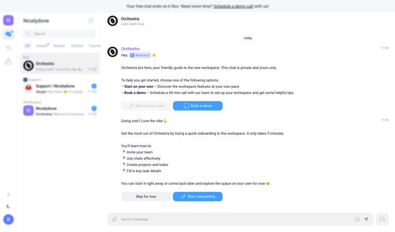 Orchestra screen example