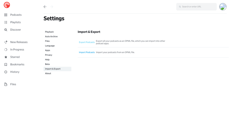 Pocket Casts screen example