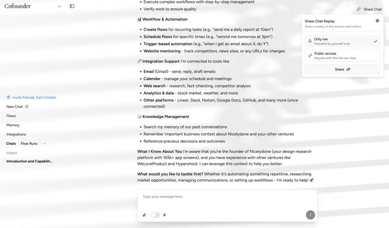 Cofounder screen example