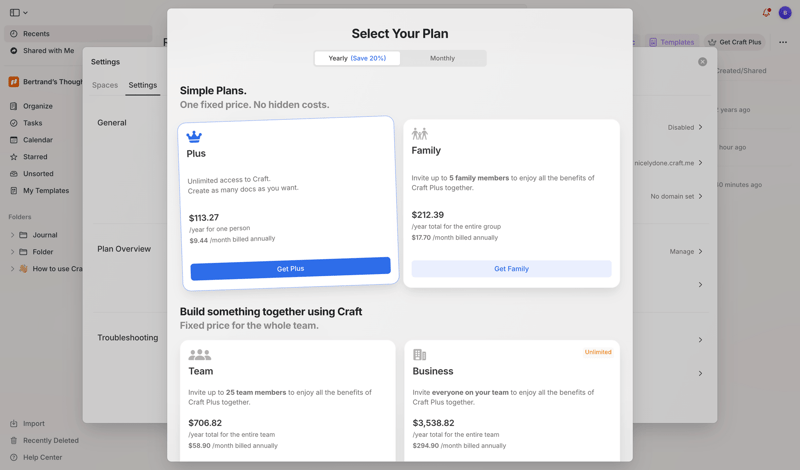 Craft screen example
