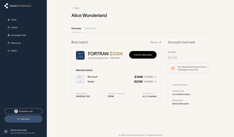 Cache screen example