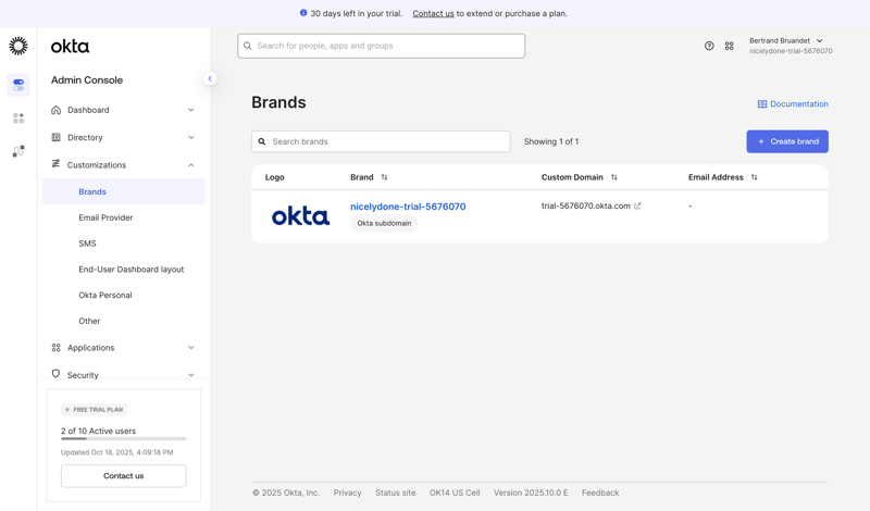 Okta screen example