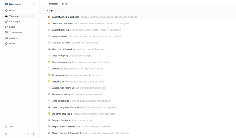 Loops screen example