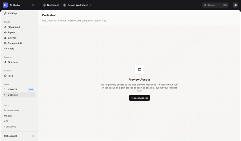 Mistral screen example