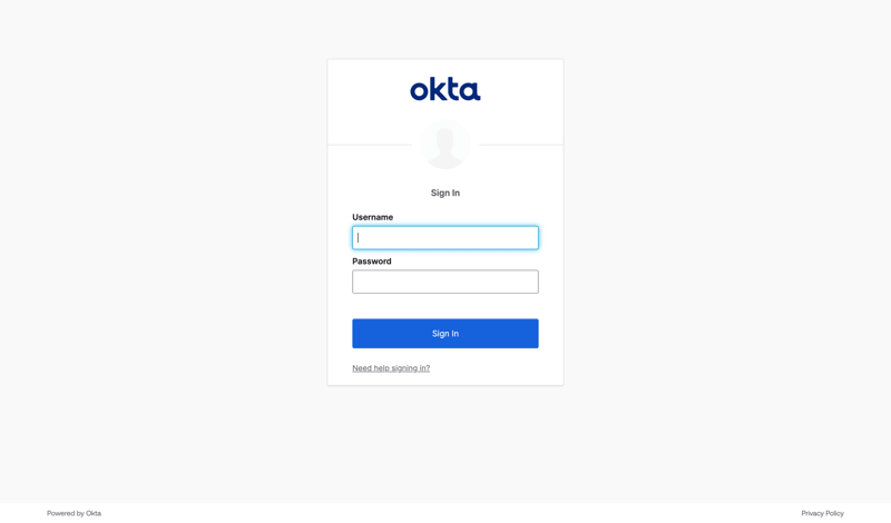 Okta screen example
