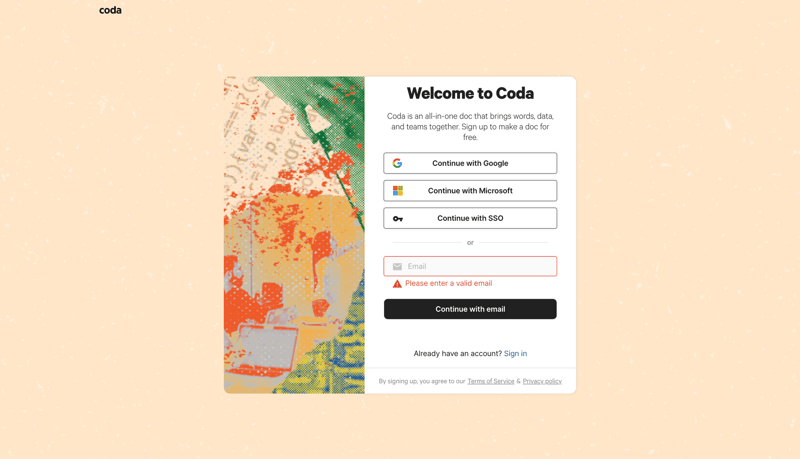 Coda
			         ux ui design