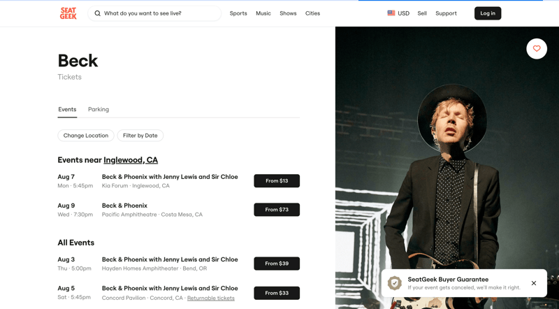 SeatGeek
			     ux ui design