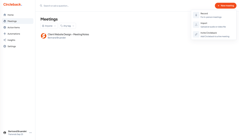 Circleback
			      ux ui design