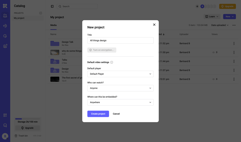 Kinescope screen example