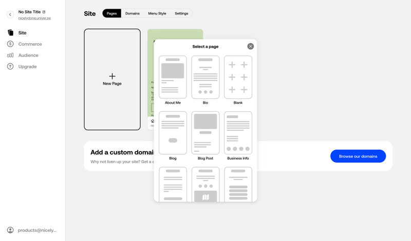 Universe screen example