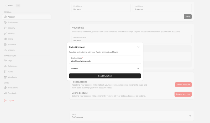 Maybe Finance screen example