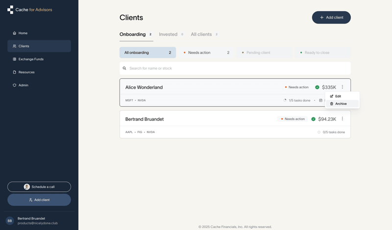 Cache screen example