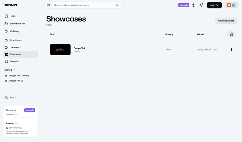 Vimeo screen example
