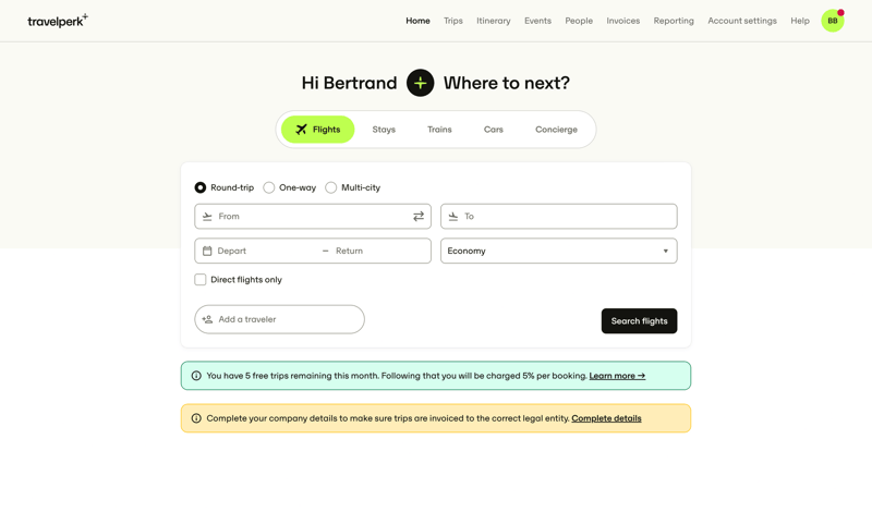 Travelperk screen example