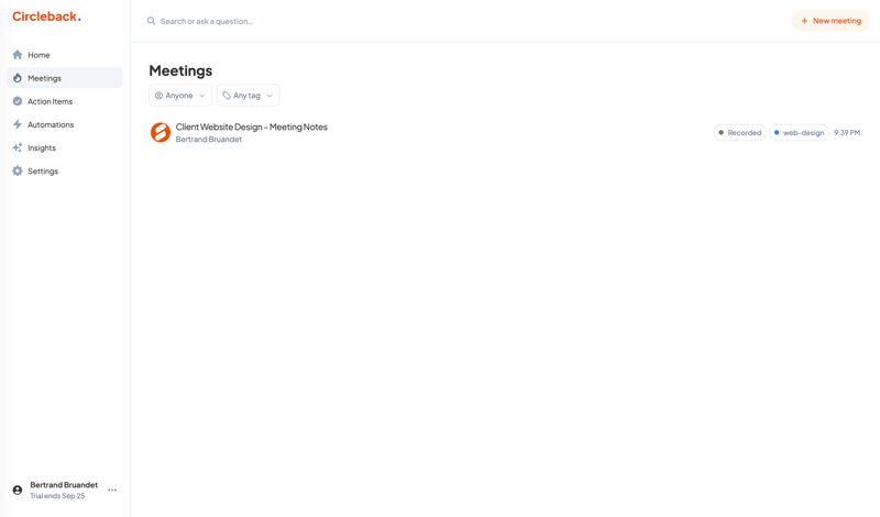 Circleback
			    ux ui design