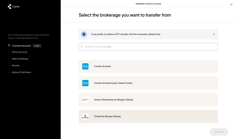 Cache screen example