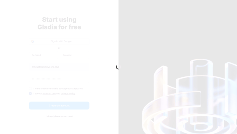 Gladia
			           ux ui design