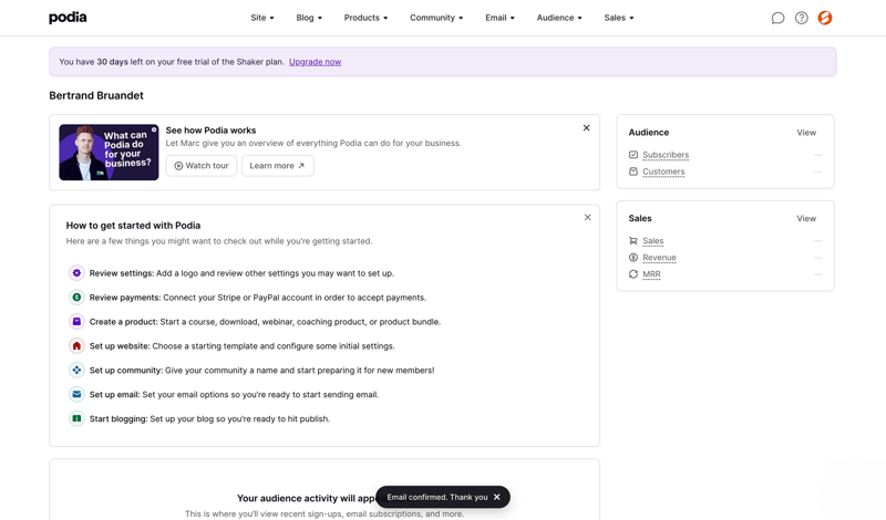 Podia
			        ux ui design