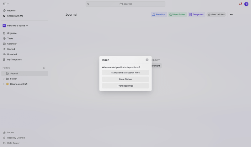 Craft screen example