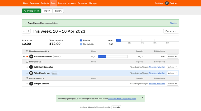 Harvest
			         ux ui design