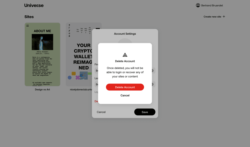 Universe screen example
