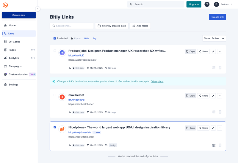 Bitly
			         ux ui design