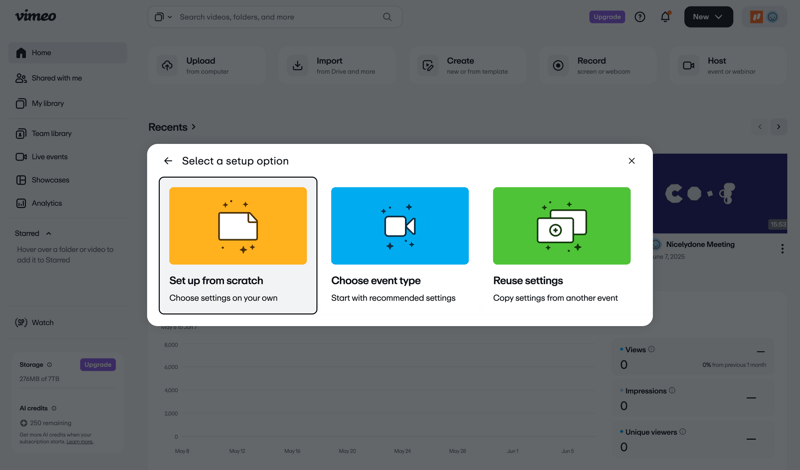 Vimeo screen example