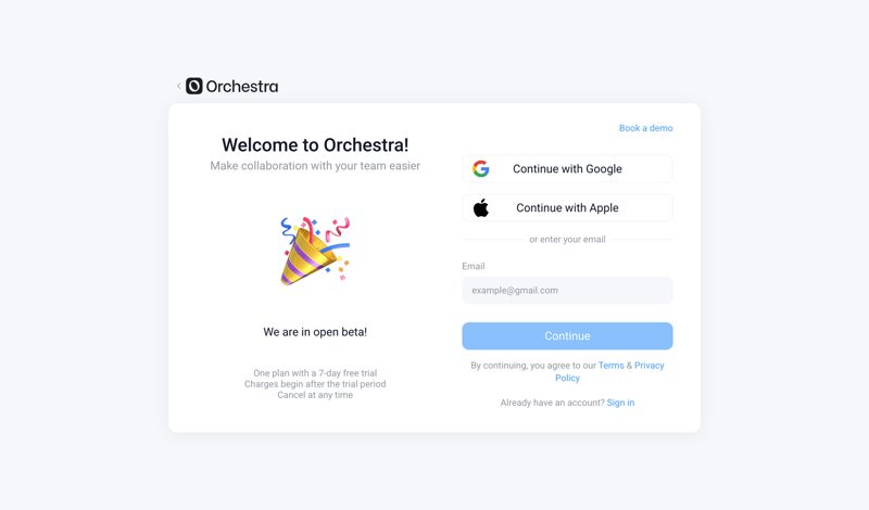 Orchestra screen example