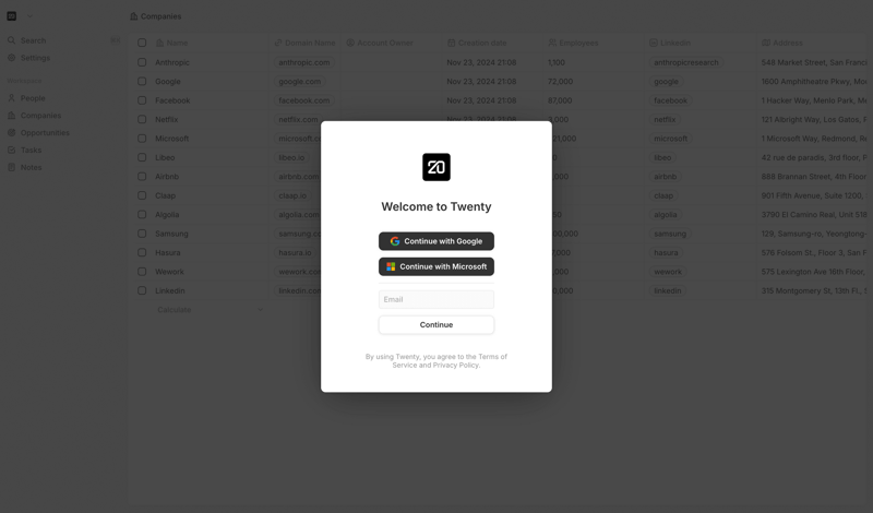 Twenty screen example