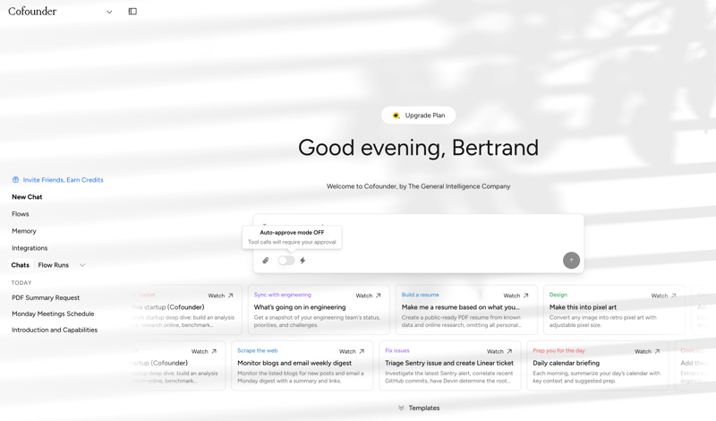 Cofounder screen example