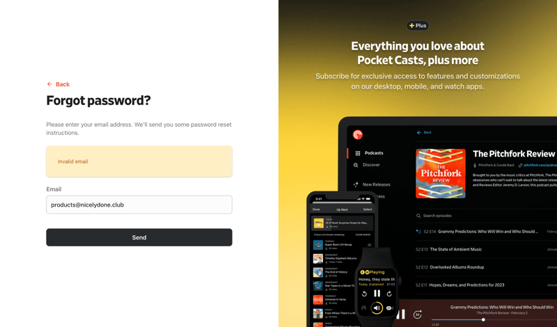 Pocket Casts screen example