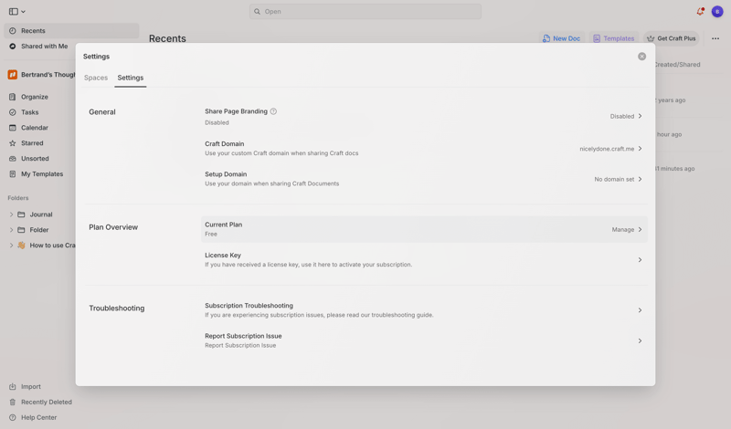 Craft screen example