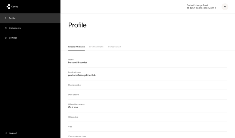 Cache screen example